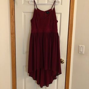 Gorgeous Lace Top High Low Burgundy Dress